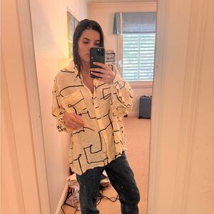 White and Black Patterned Shirt